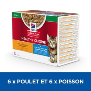 Chat Kitten HCuis Mijoté Poulet Poisson 12x80g