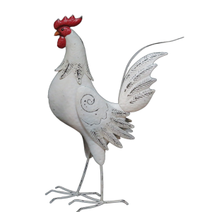 COQ BLANC EN METAL H60CM