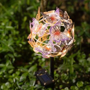 Décoration lumineuse solaire Métal : Nuée de Papillons