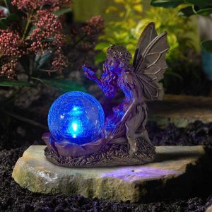 Fée et globe résine et verre Solaire