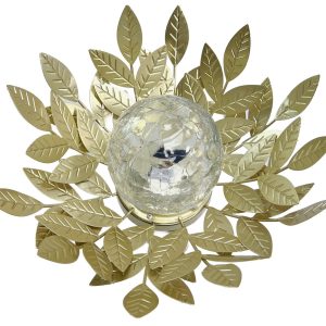 Nénuphar solaire Métal Or Verre craquelé 7 Lumens 26 cm