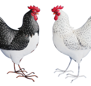 POULES EN METAL PLAT H46CM