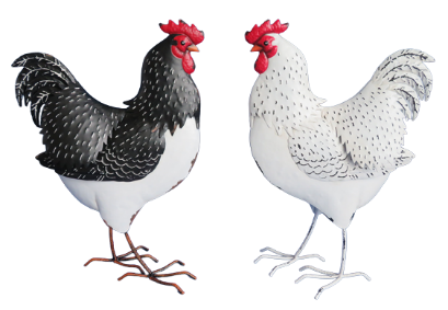 POULES EN METAL PLAT H46CM
