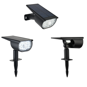 Spot solaire à planter 300 Lumens Double éclairage (option Applique) avec détecteur de présence