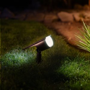 Spot solaire à planter 300 Lumens Double éclairage (option Applique) avec détecteur de présence