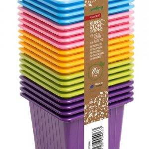 20 Pots en plastique, 8 cm carré