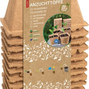 22 Pots biodégradables, 6 cm carré