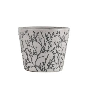 CACHE-POT D12CM CERAMIQUE CREME/NOIR IBIZA