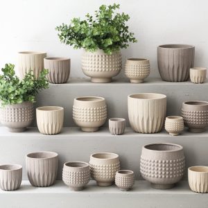 Cache pot en céramique Clarece Beige XL