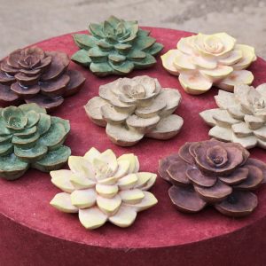 Fleur déco en ciment verte A