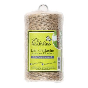 Roll 250g ficelle vigne en jute naturel ø1.4mm armee acier ±190m avec crochet
