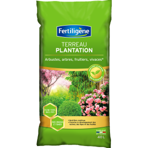 Terreau plantation, arbustes à fleurs, conifères