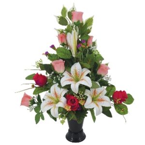 BOUQUET FUNERAIREE H62X46  ROUGE