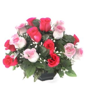 COUPE ROSES BICOLORES H27 DM36 COULEURS MELANGEES