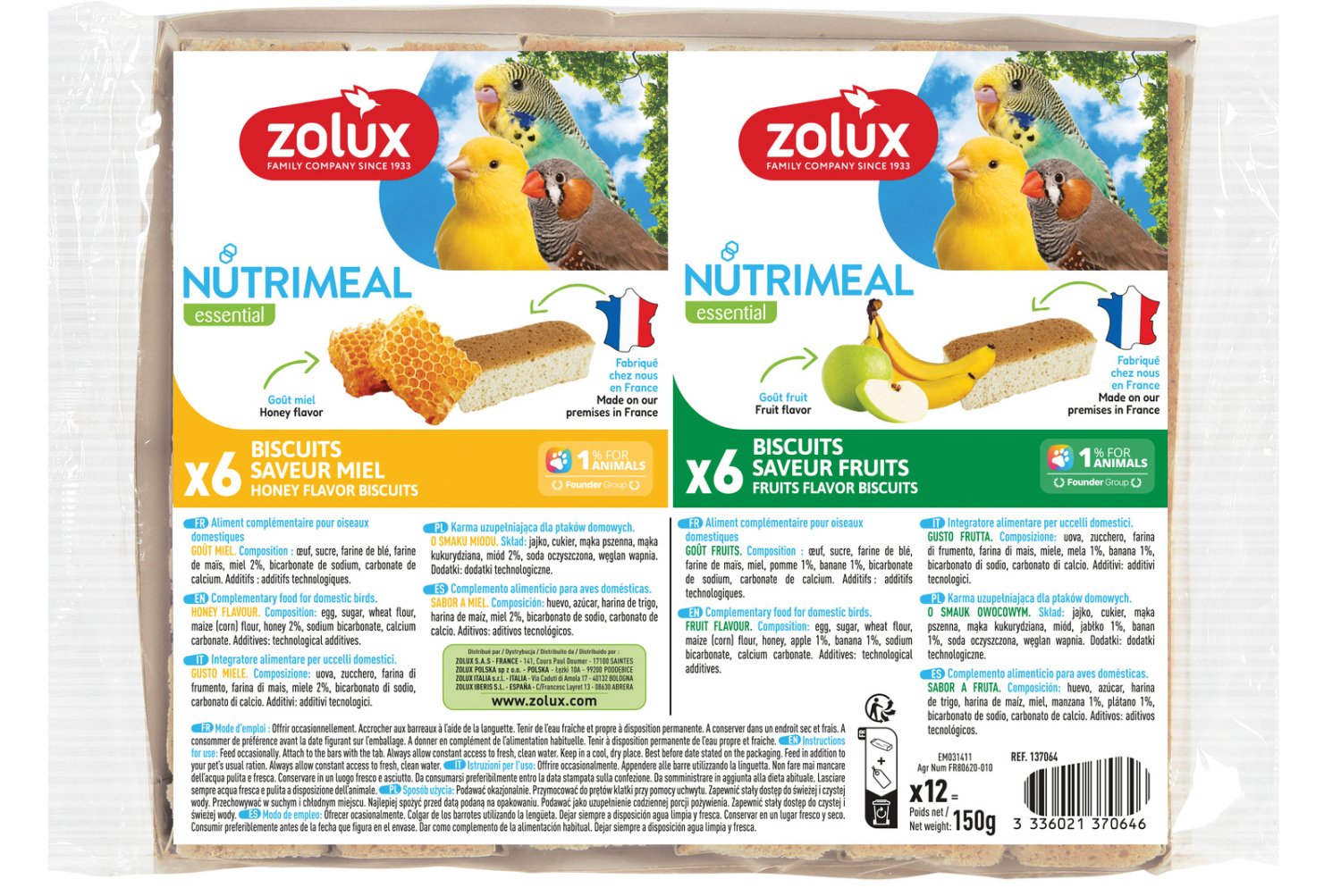 BISCUITS NMEAL OISEAU MIEL FRUITS X12