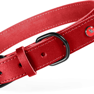 COLLIER CUIR CLASS GRENAT