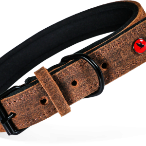 COLLIER CUIR CONFORT MARRON