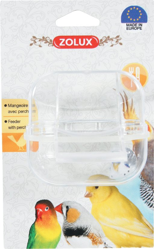 MANGEOIRE AVEC PERCHOIR OISEAU TRANSPARENTE S – Image 2