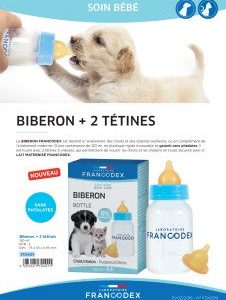 BIBERON CHIOT ET CHATON + 2 TETINES