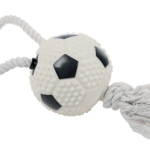 JOUET BALLE FOOT+CORDE 10CM