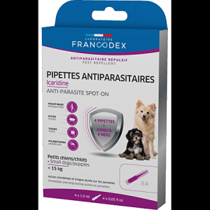 PIPETTES ICARIDINE CHIOT PETIT CHIEN 1,5ML x4
